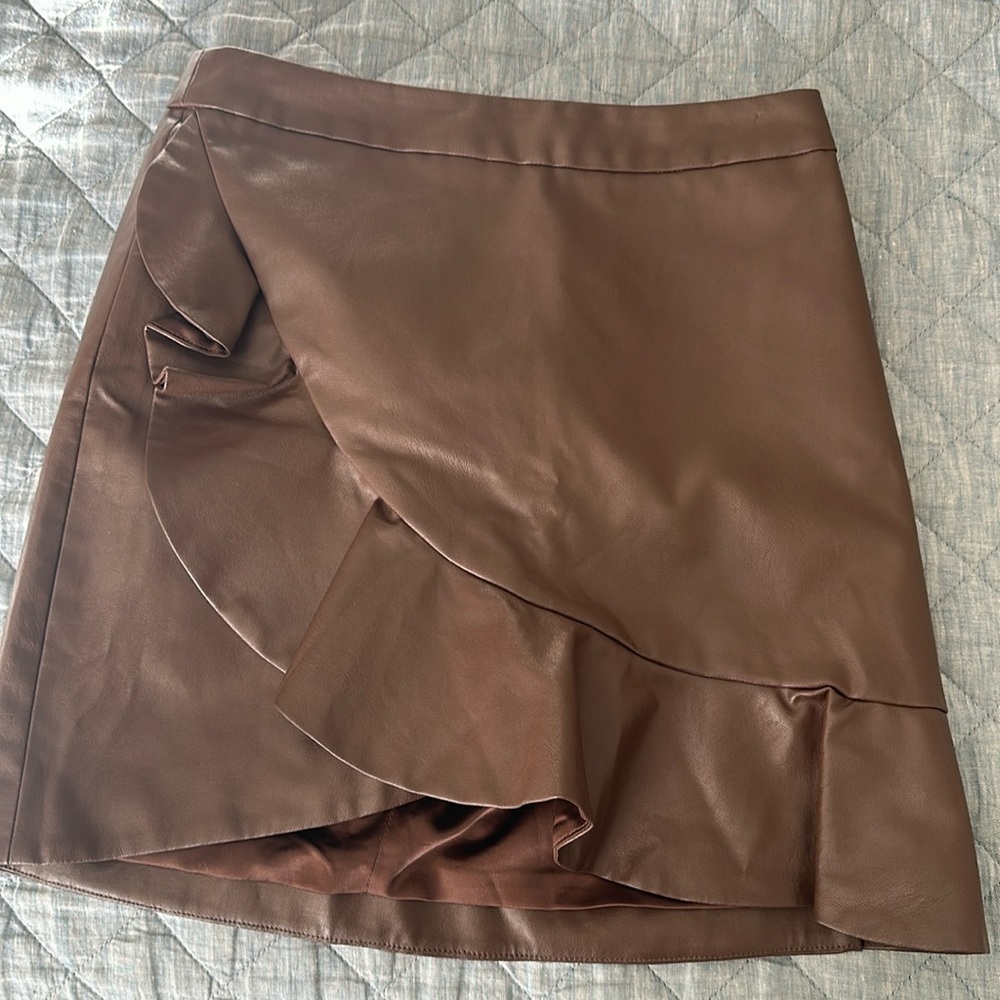 REVOLVE - Vegan Leather Ruffle Mini Skirt - Size S